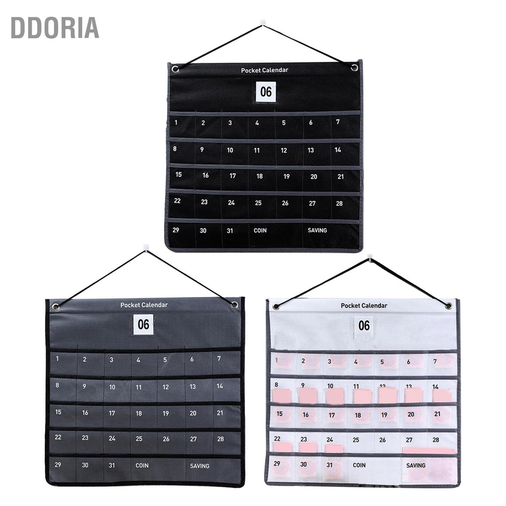 ddoria-แขวนผนังกระเป๋าปฏิทินไม่ทอถุงเก็บปฏิทินรายเดือนสำหรับห้องนอนห้องนั่งเล่นสำนักงาน