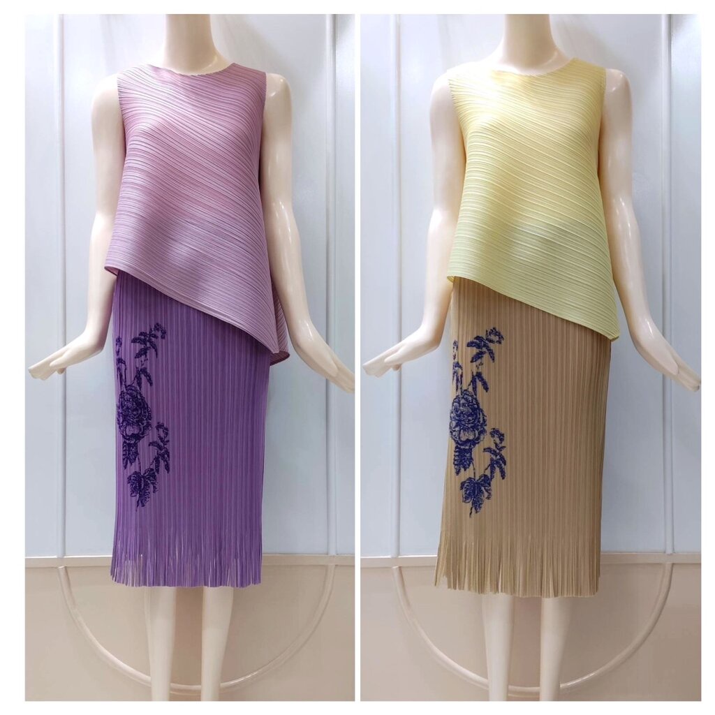 2muay-pleat-เซ็ตพลีทคุณภาพ-sleeveless-asymmetric-with-fringe-skirt-pleat-set-6-สี-รุ่น-gjo6970-cx232s-free-size