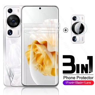 3 in 1 ตัวป้องกันกล้อง สําหรับ Huawei P60 Pro P60Pro P 60 P60 ศิลปะ HD เต็มรูปแบบ นิ่ม ป้องกันหน้าจอ ด้านหน้า ด้านหลัง ฟิล์มไฮโดรเจล เลนส์กล้อง ฟิล์ม