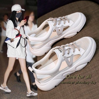 🎀พร้อมส่ง❣️( TX166) รองเท้าแตะกีฬา ผ้าใบแฟชั่นผู้หญิง หนังสีขาวสไตล์เกาหลี