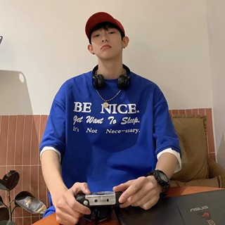 【ไซซ์ M-8xl】เสื้อยืดแขนสั้น ผ้าฝ้าย พิมพ์ลายตัวอักษร ทรงหลวม ใส่สบาย สไตล์ฮ่องกง แฟชั่นฤดูร้อน สําหรับผู้ชาย