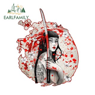 Earlfamily สติกเกอร์ ลายกราฟฟิติ Geisha ญี่ปุ่น ป้องกันรอยขีดข่วน สําหรับติดตกแต่งรถยนต์ รถจักรยานยนต์ 13 ซม. x 10.4 ซม.