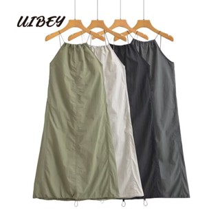 Uibey ชุดเดรส เปิดหลัง สีพื้น 2330