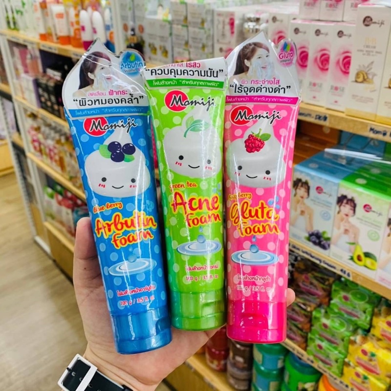 โมมิจิ-โฟมล้างหน้า-มี-3-สูตร-สูตรขาวใส-สูตรลดสิว-สูตรฝ้ากระ-momiji-facial-foam-100g