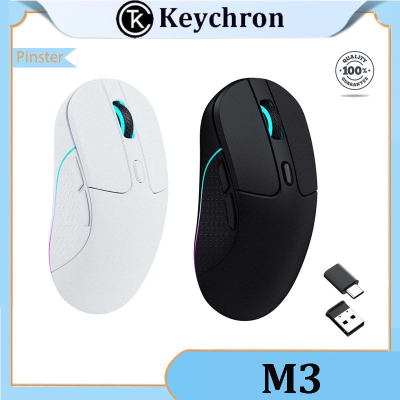Keychron M3 เมาส์ไร้สายแบบชาร์จไฟได้ RGB แบบมีสาย Bluetooth สามโหมด ...