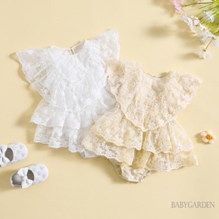 Babygarden-3-24 เดือน ชุดรอมเปอร์ ลายดอกไม้ ลูกไม้ ฤดูร้อน สําหรับเด็กผู้หญิง