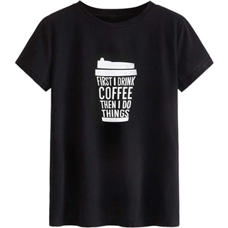 New Milumia Womens Casual Cute Coffee Graphic Round Neck Short Sleeve Basic Tee T Shirts Top sale