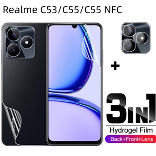 Realme C53 2023 ด้านหน้า ด้านหลัง ฟิล์มกันรอยหน้าจอ สําหรับ Realme C53 C 53 C55 NFC RMX3710 RealmeC55 RealmeC53 HD นิ่ม ใส ฟิล์มไฮโดรเจล ป้องกันเลนส์กล้อง