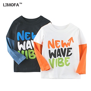 Ljmofa Kids 1-9Y เด็ก แขนยาว เสื้อยืด คอกลม ผ้าฝ้าย เสื้อเชิ้ต แฟชั่น ดีไซน์ สไตล์เกาหลี ลําลอง ทนทาน เด็กผู้ชาย ขายส่ง