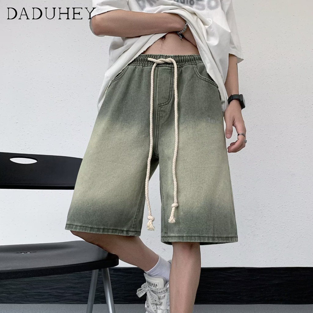 daduhey-mens-vibe-style-straight-drawstring-all-match-cropped-pants-2023-summer-american-fashion-loose-street-sports-denim-shorts