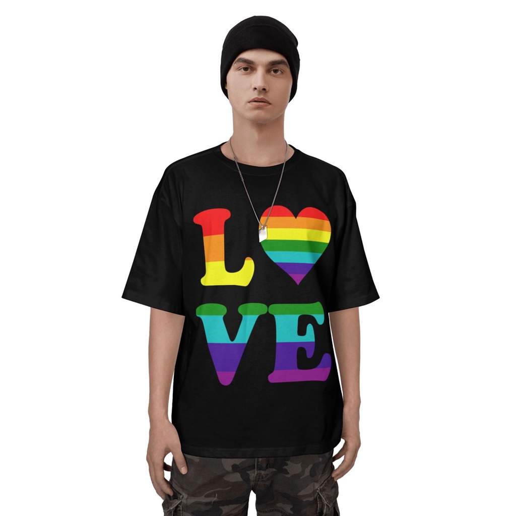 lgbtq-เสื้อ-เกย์ความภาคภูมิใจเสื้อผ้า-ผู้หญิง-love-is-love-ชาย-เสื้อยืดคอกลม-เสื้อยืด-lgbt-pride-shirt-cotton-แขนสั้น