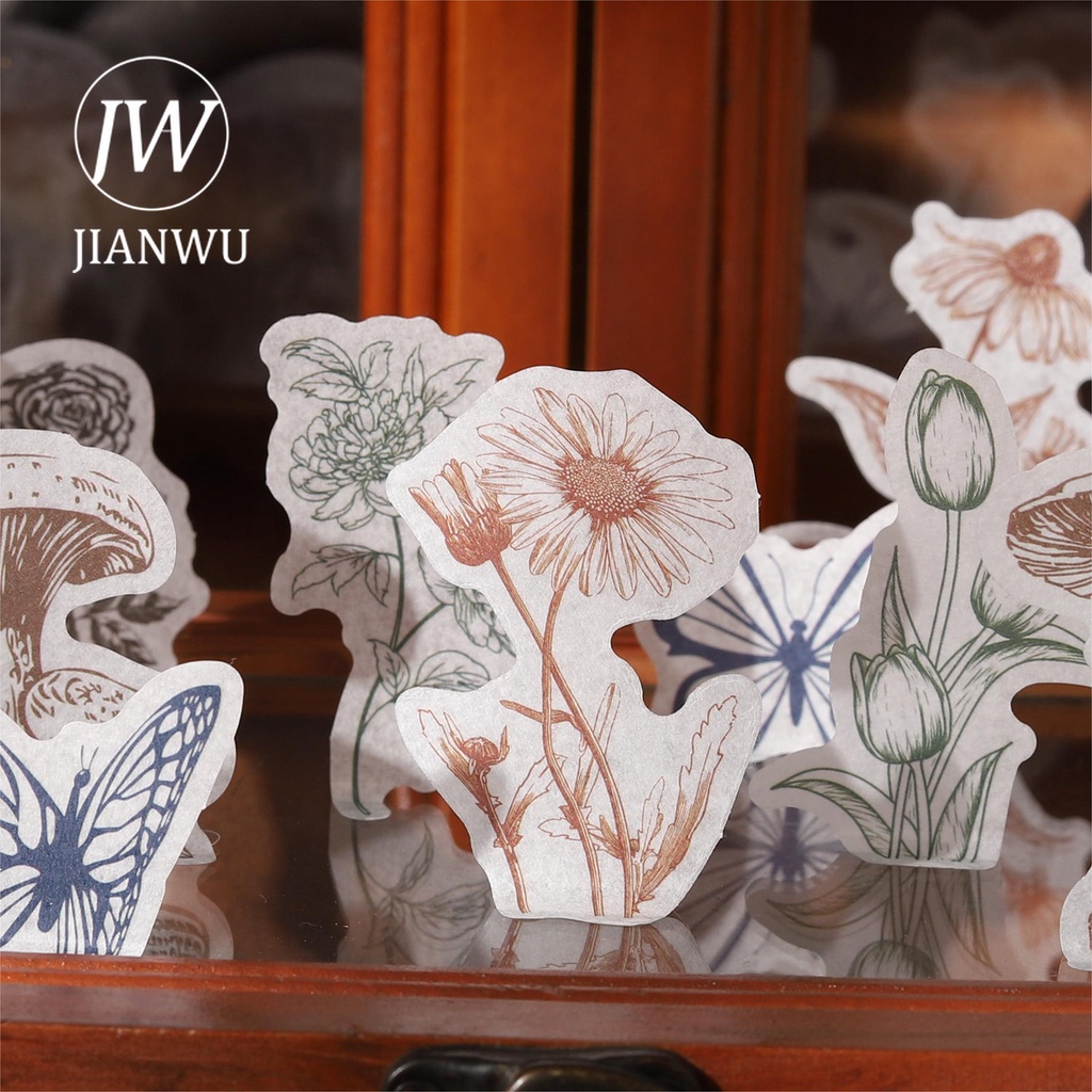jianwu-สติกเกอร์-ลายกติกาฯ-ดอกไม้-สไตล์วินเทจ-สําหรับตกแต่งสมุดภาพ-diy-34-แผ่น