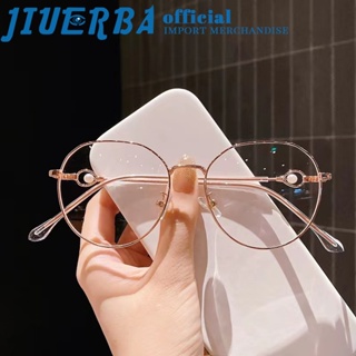 JIUERBA แว่นตาสายตาสั้น โลหะ ทรงกลม ป้องกันแสงสีฟ้า เปลี่ยนเลนส์ได้ แฟชั่นสําหรับผู้ชาย และผู้หญิง
