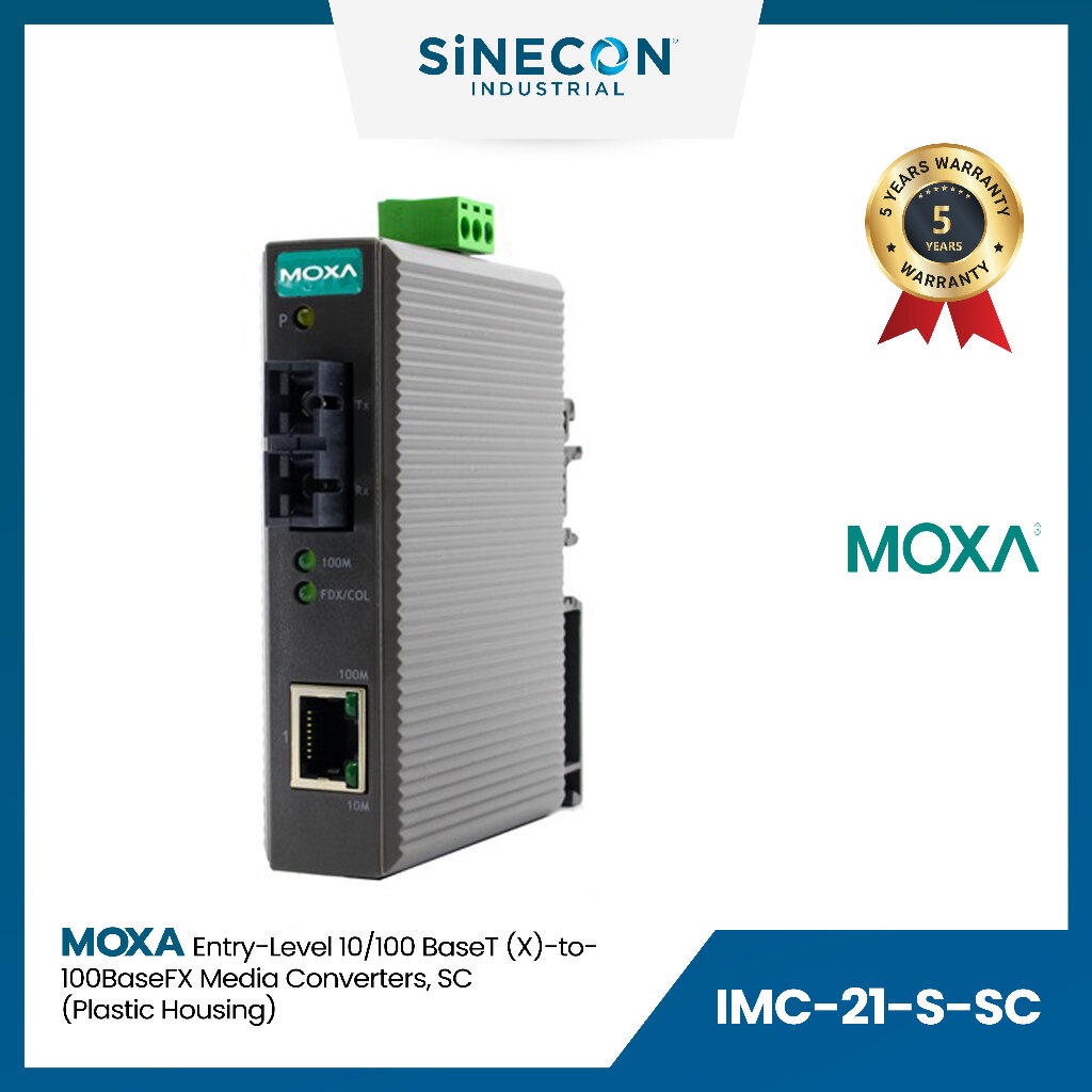 Moxa Media Converters รุ่น IMC-21-S-SC entry-level 10/100BaseT(X)-to ...