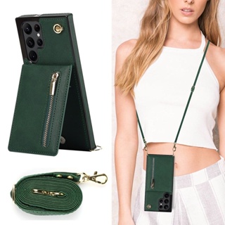 Zipper wallet suitable for Samsung Galaxy Note20 Ultra Note 20 Note 10 Note10 Plus Note9 with card holder strap and crossbody leather bracket phone case