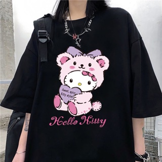 💥💥y2k Cartoon kuromi Streetwear Japanese Harajuku Hello Kitty Kawaii Casual Tops Ulzzang Vintage Loose New T shirt Fem