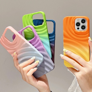 เคสโทรศัพท์มือถือ TPU กันกระแทก ลายคลื่น 3D สีแคนดี้ ไล่โทนสี สําหรับ Iphone 11 12 13 14 Pro Max XS