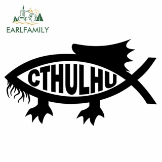 Earlfamily สติกเกอร์ไวนิล ลายกราฟฟิค VAN SUV JDM กันน้ํา กันรอยขีดข่วน ขนาด 13 ซม. x 12.6 ซม. สําหรับติดตกแต่งรถยนต์ Cthulhu Fish DIY
