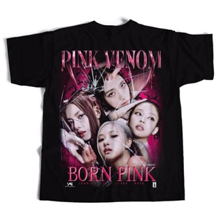 เสื้อยืดคอกลมราคาถูกBest Selling High Quality Cotton T-Shirts Universal Size Black Pink [Pink Venom] Bootleg Shirt Cotto