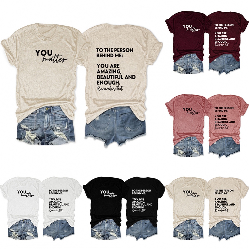 เสื้อยืดลําลอง-คอกลม-พิมพ์ลายตัวอักษร-แฟชั่นฤดูร้อน-สําหรับสตรี
