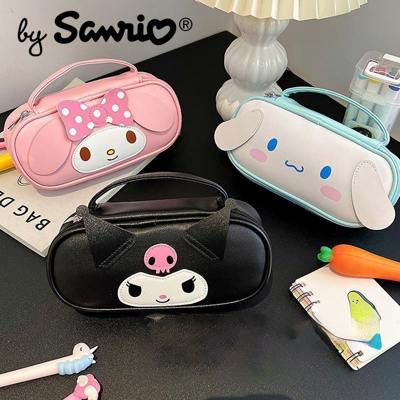 sanrio-กระเป๋าดินสอ-หนัง-pu-ขนาดใหญ่-จุของได้เยอะ-ลาย-hello-kitty-cinnamoroll-melody-เหมาะกับเครื่องเขียน-สําหรับนักเรียน