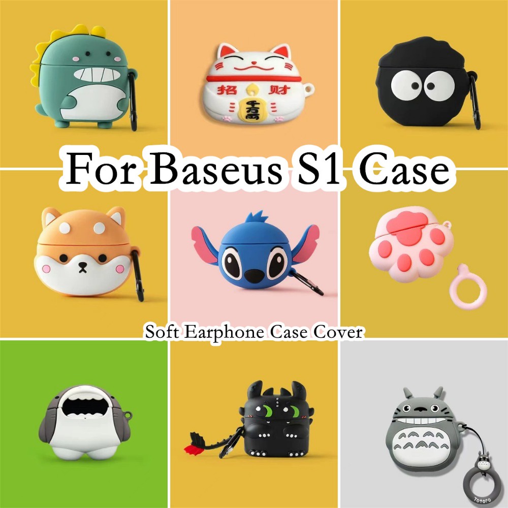 พร้อมส่ง-เคสหูฟัง-แบบนิ่ม-ลายการ์ตูนมังกรดํา-สําหรับ-baseus-s1-baseus-s1