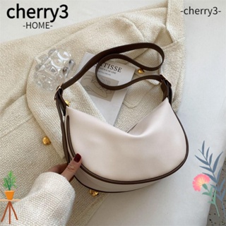 Cherry3 กระเป๋าสะพายไหล่ สะพายข้าง หนัง PU น้ําหนักเบา สีพื้น แฟชั่นสําหรับผู้หญิง