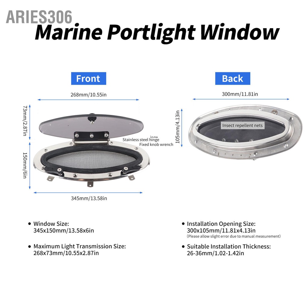 aries306-เรือ-porthole-หน้าต่างรูปไข่ด้านในเปิดประเภทกระจกนิรภัย-uv-proof-กันน้ำปิดผนึก-portlight-hatch-สำหรับเรือยอชท์