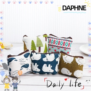 Daphne กระเป๋าใส่เหรียญ ผ้าแคนวาส ลายการ์ตูนสัตว์ สไตล์ลําลอง สําหรับใส่หูฟัง บัตร