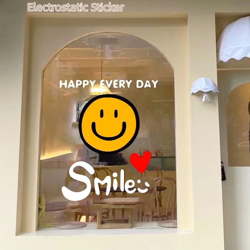 สติกเกอร์-ลายหน้ายิ้มน่ารัก-กันชน-สําหรับติดตกแต่งกระจก-หน้าต่าง-ประตู-ห้องครัว-ร้านค้า
