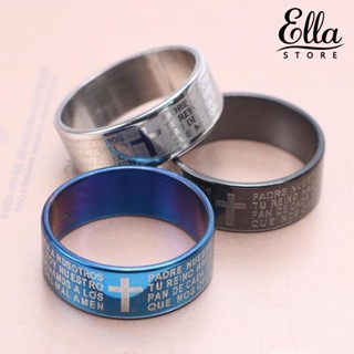 Ellastore123 แหวนเหล็กไทเทเนียม รูปไม้กางเขน เครื่องประดับ สําหรับคู่รัก ของขวัญ