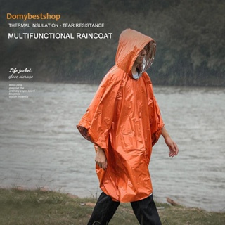 [Domybestshop.th] เสื้อกันฝนฉุกเฉิน ฟิล์มอลูมิเนียม PE ความจุขนาดใหญ่ สําหรับตั้งแคมป์ จักรยาน