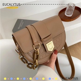 Eutus กระเป๋าสะพายไหล่ กระเป๋าถือ หนัง PU ลายหิน สีพื้น สําหรับสตรี