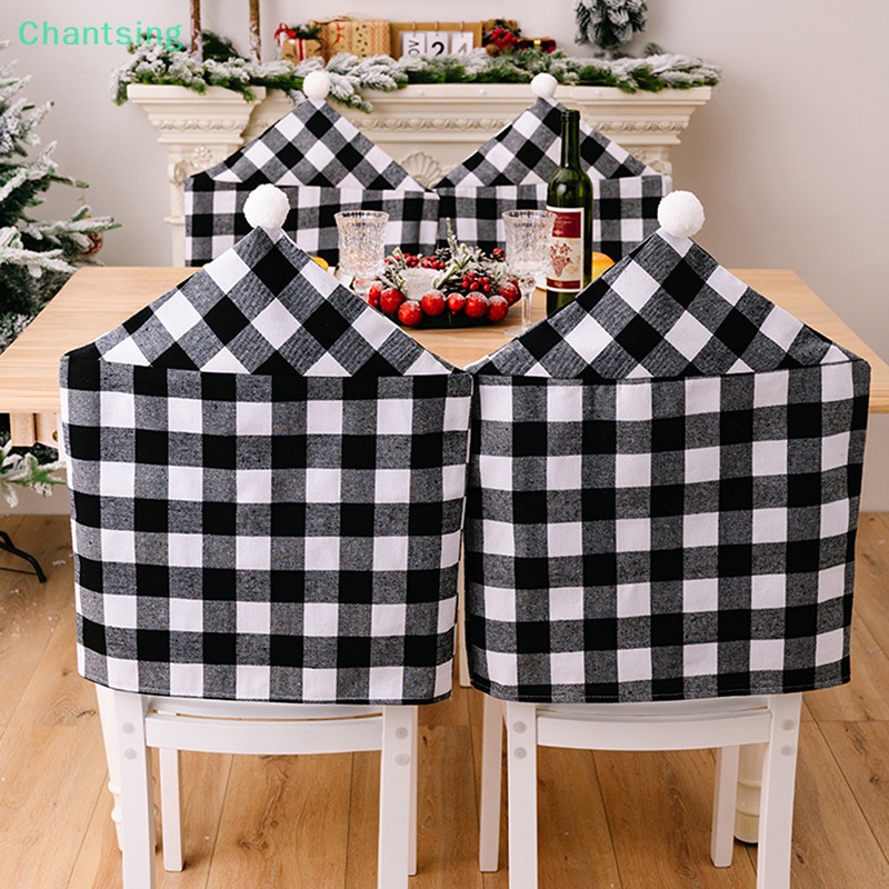 lt-chantsing-gt-ผ้าคลุมเก้าอี้-ลายคริสต์มาส-ลายสก๊อต-สีดํา-และสีขาว-สําหรับตกแต่งบ้าน-ห้องครัว