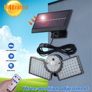 Eralml โคมไฟติดผนัง LED พลังงานแสงอาทิตย์ พร้อมเซนเซอร์จับการเคลื่อนไหว แบตเตอรี่ในตัว 1200mAh 6000-6500k 3 หัว สําหรับสวนกลางแจ้ง