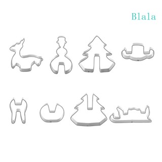 Blala แม่พิมพ์เค้ก บิสกิต สเตนเลส ลายการ์ตูนคริสต์มาส สโนว์แมน กวางเอลก์ 3D ทนทาน