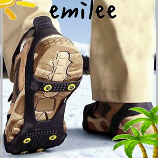 Emilee 1 คู่ กันลื่น หนาม น้ําแข็ง คลีท รองเท้า คลุมรองเท้า