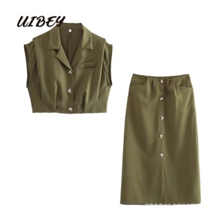 Uibey เสื้อกั๊ก อเนกประสงค์ + กระโปรงยาวครึ่งหนึ่ง 8601