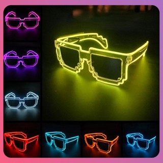 Creative Party Led Glasses Gathering Cool Led Wireless Mosaic แว่นตาเปล่งแสงประสิทธิภาพ Prom Party Creative Flash ตกแต่งแว่นตา [COD]