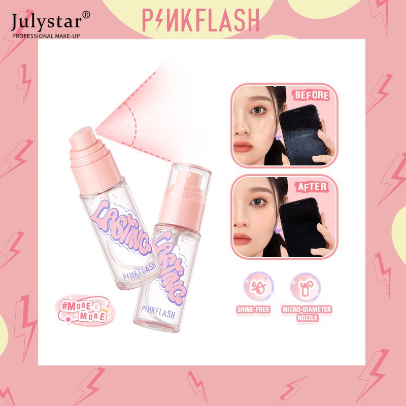 julystar-pinkflash-shine-free-สเปรย์เซ็ตเมคอัพควบคุมความมัน-matte-hydrating-setting-spray-fix-amp-lock-fast-film-forming-extend