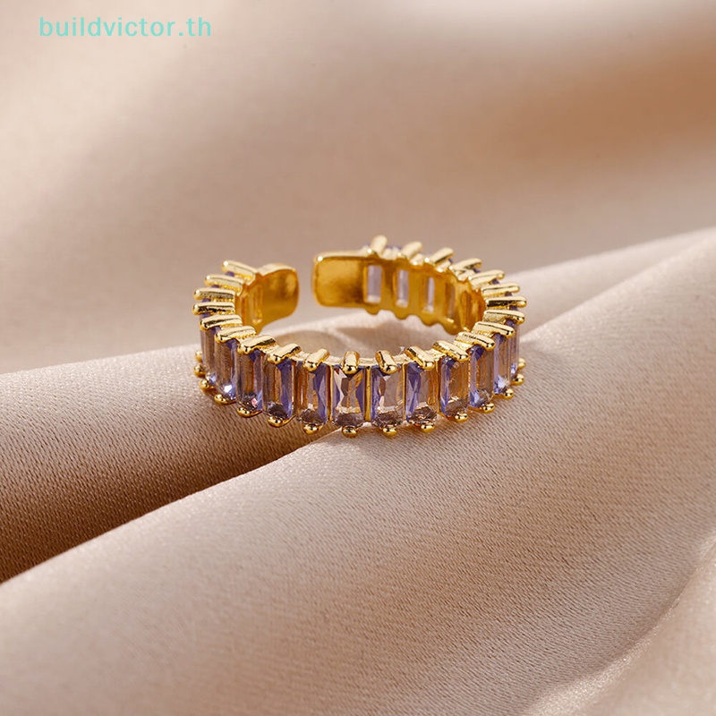 buildvictor-แหวนเพทาย-ชุบทอง-ปรับได้-เครื่องประดับ-สําหรับผู้หญิง-งานแต่งงาน-ปาร์ตี้-th