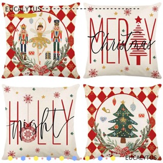 Eutus ปลอกหมอนอิง ลายเกล็ดหิมะ Merry Christmas Monogram ขนาด 45x45 ซม. สําหรับตกแต่งบ้าน โซฟา ในร่ม กลางแจ้ง