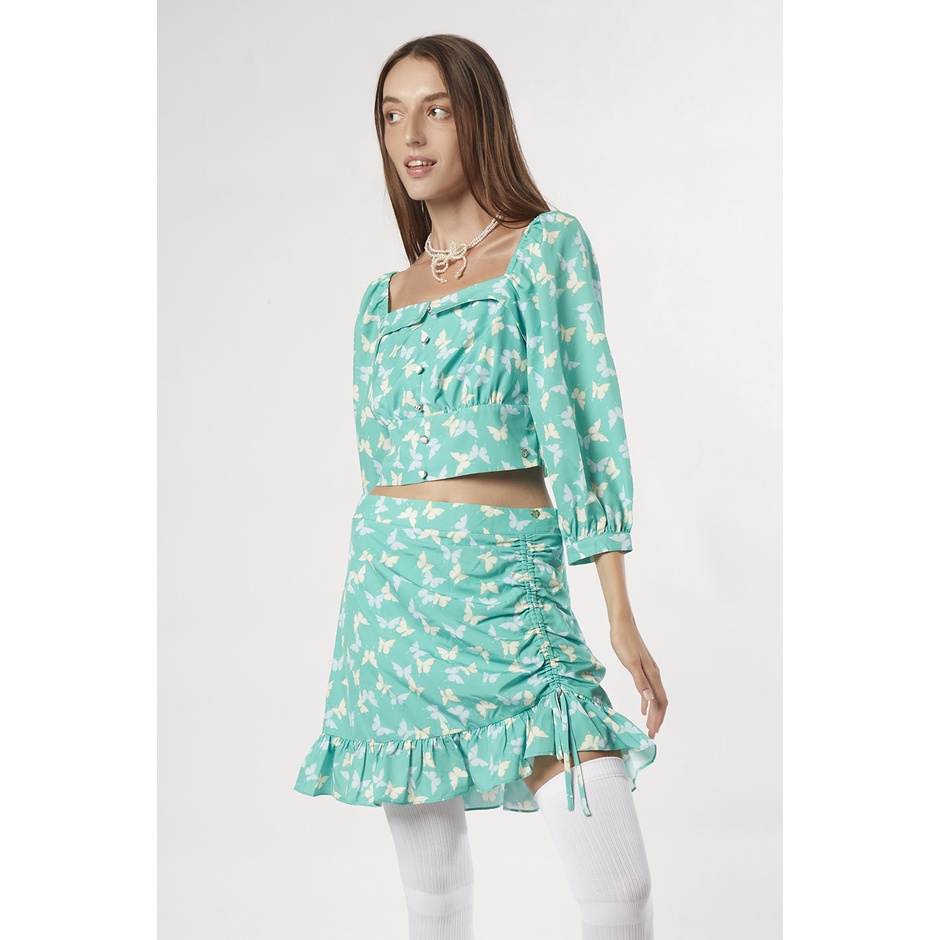 esp-เสื้อเบลาส์ลายพิมพ์ผีเสื้อ-ผู้หญิง-สีเขียว-butterfly-print-long-sleeve-blouse-06021