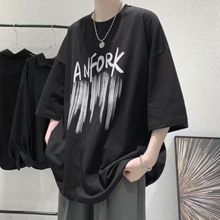 M-8XL European and American style creative letter printing round neck short-sleeved T-shirt men and women trend Kor_03