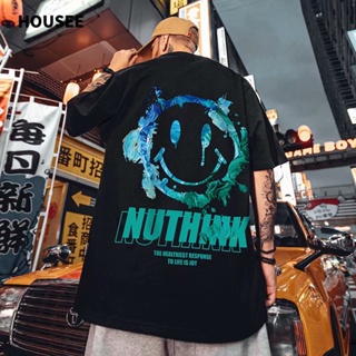 M-8XL Lovers wear Harajuku style personality graffiti smiley letter printed short-sleeved T-shirt men and women tre_03