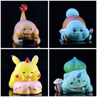 [พร้อมส่ง] โมเดลฟิกเกอร์ Pokemon Fat House Series Pikachu Little Fire Dragon Frog Seed Jenny Turtle ของเล่นสําหรับเด็ก