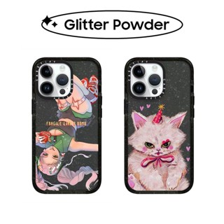 เคสโทรศัพท์ซิลิโคน TPU ลายแมวน่ารัก ประดับกลิตเตอร์ สําหรับ iPhone 11 12 13 14 Pro Max