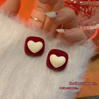 ใหม่ ต่างหูแฟชั่น รูปหัวใจน่ารัก สีแดง สําหรับผู้หญิง 2023