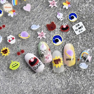 Ahour สติ๊กเกอร์ฟอยล์ลายดอกไม้ 3 D Diy สําหรับตกแต่งเล็บ