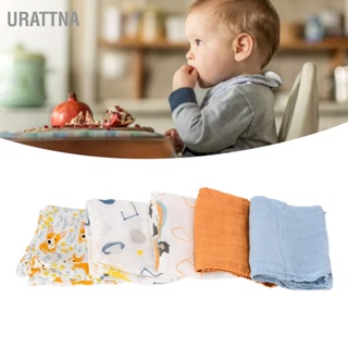 URATTNA ผ้ากันเปื้อนเด็ก 5 ชิ้นดูดซับการพิมพ์ผ้าฝ้ายนุ่มผ้าขนหนูพยาบาลสำหรับทารกทารกเด็กวัยหัดเดิน